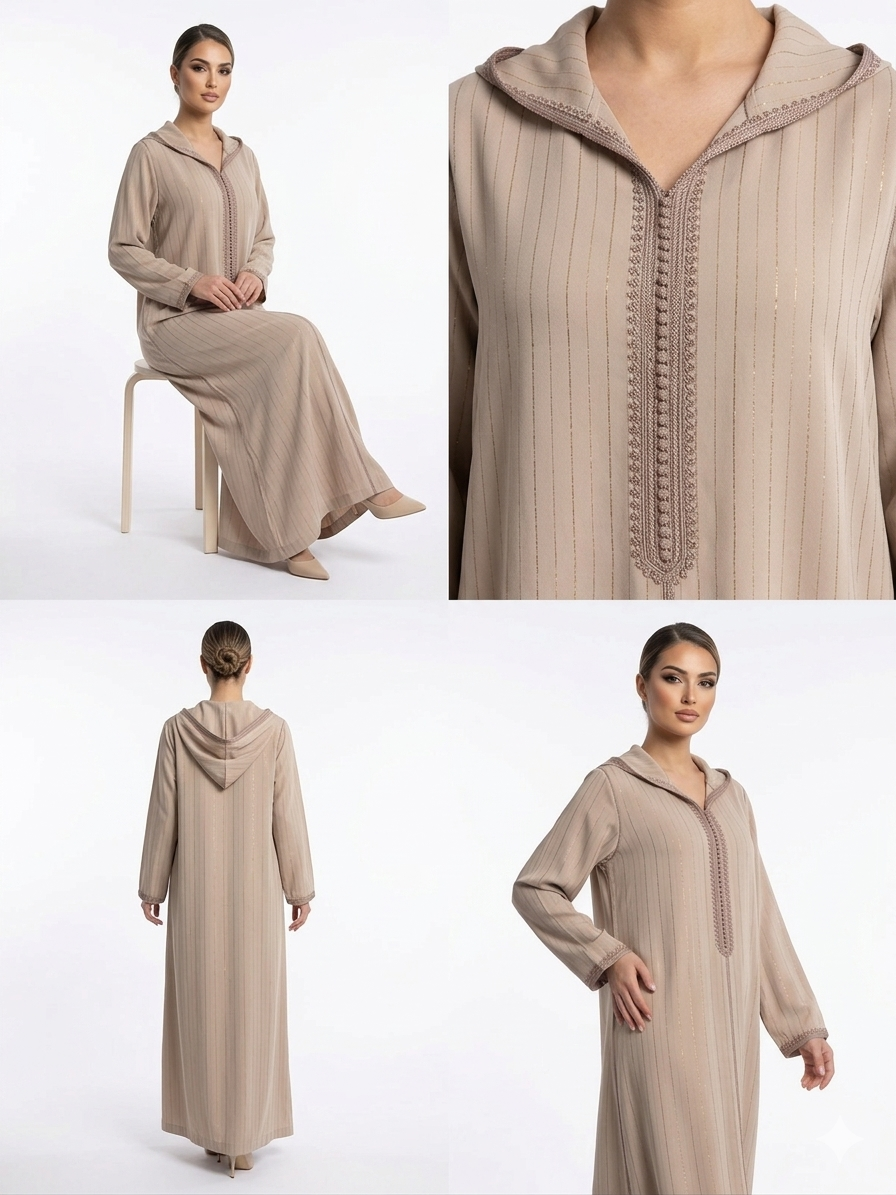 Gold Pinstripe Djellaba