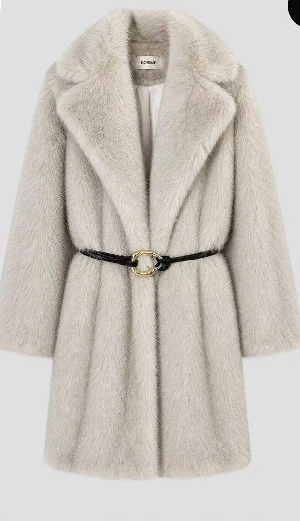 Belted Faux Fur Coat