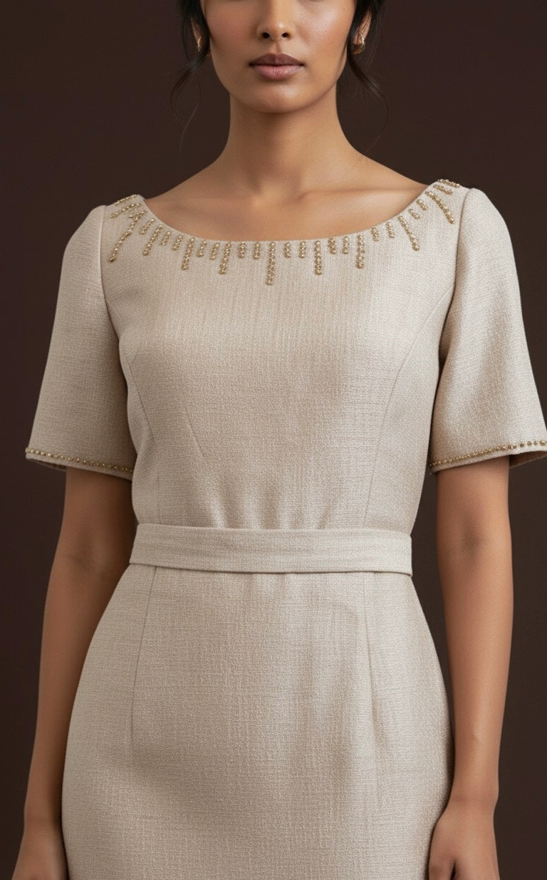 Golden Pearl Backless Dress