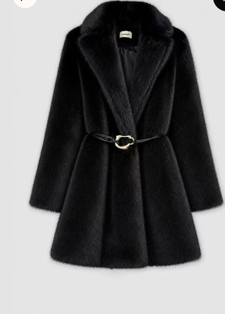 Belted Faux Fur Coat