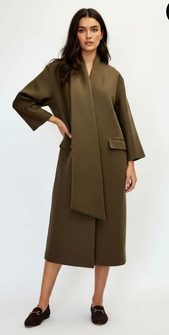 Scarf Detailed Long Coat