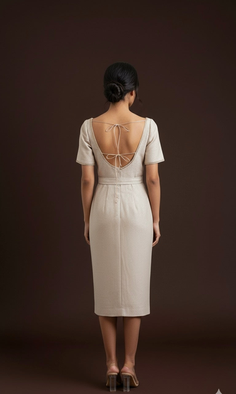 Golden Pearl Backless Dress