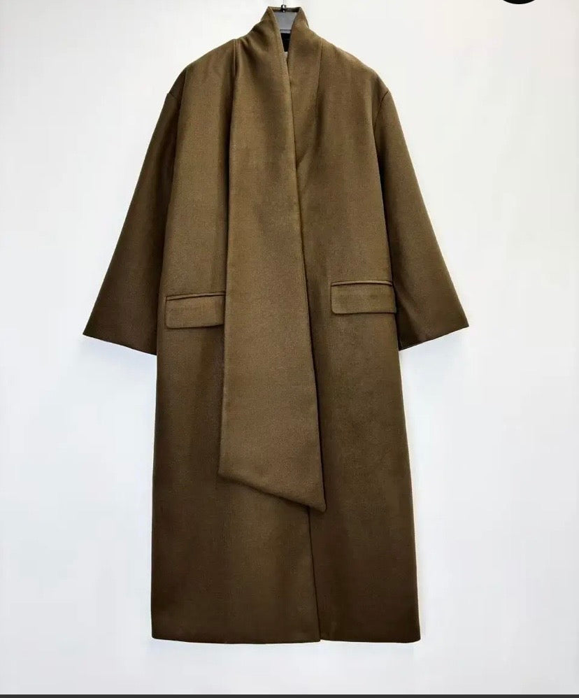Scarf Detailed Long Coat